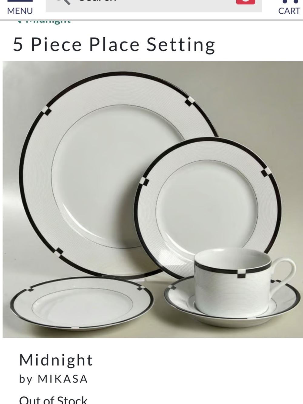Mikasa Midnight White Dinnerware Set with Black Trim (1 set) original $130